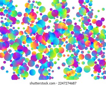 Fondo vector de dispersión de confeti de fiesta decorativa. Partículas redondas del arcoiris vectorial de año nuevo. Sorpresa estalló el confetti volador. Ilustración de decoración de evento de premios. Un saludo divertido.