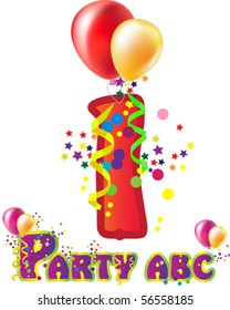 Decorative party  number with sample text for design