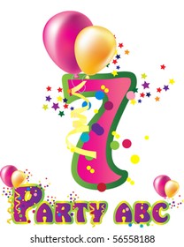 Decorative party  number with sample text for design