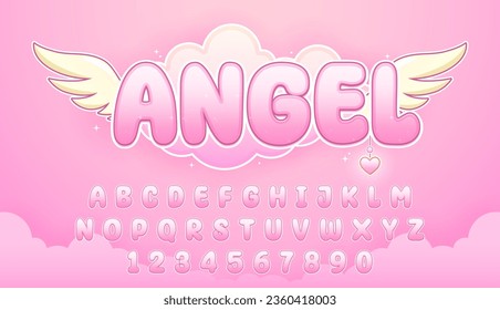 decorative pastel angel editable text effect vector design