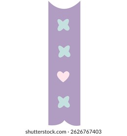 Decorative pastel ribbon featuring butterfly and heart shapes, perfect for scrapbook accents, UI stickers, or kawaii collections.