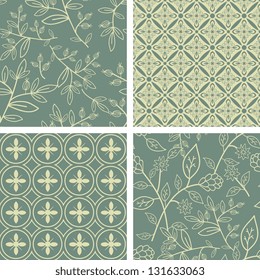 Decorative pastel seamless patterns set