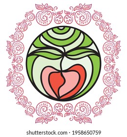 manzana decorativa. Ilustración del vector