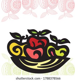 Decorative pattern apples. Vector illustration