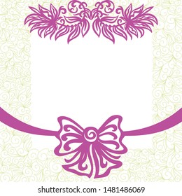 Decorative pattern background with beautiful bow for invitation and greeting cards. Vector illustration