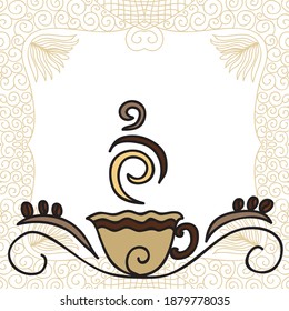 Decorative pattern background of coffee. Vector illustration
