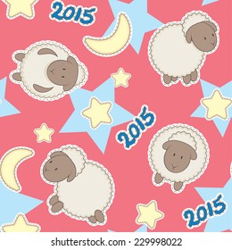 Decorative pattern background for kid / With sheep and stars