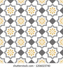 Decorative pattern for the background, tile and textiles.
It is assembled from modular parts. Vector. Seamless.
