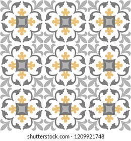 Decorative pattern for the background, tile and textiles.
It is assembled from modular parts. Vector. Seamless.