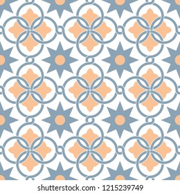 Decorative pattern for the background, tile and textiles.
It is assembled from modular parts. Vector. Seamless.