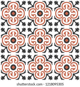 Decorative pattern for the background, tile and textiles.
It is assembled from modular parts. Vector. Seamless.