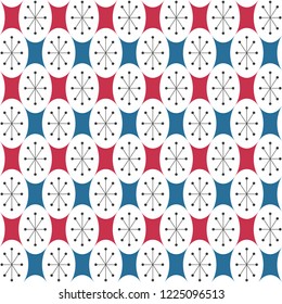 Decorative pattern for the background, tile and textiles.
It is assembled from modular parts. Vector. Seamless.
