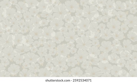 Decorative pattern, beautiful calm background for font composition, website page, graphic design; meadow of blooming decorative spring daisies.