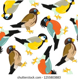 Decorative pattern from birds on white background 