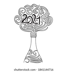 Decorative pattern champagne 2021. Vector illustration