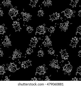 decorative pattern with Charming piglets in suits and hats with cane. Seamless pattern can use for textile