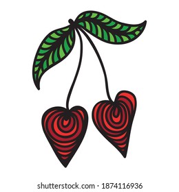 Decorative pattern cherry hearts. Vector illustration