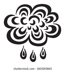 Decorative pattern cloud and water drops. Vector illustration