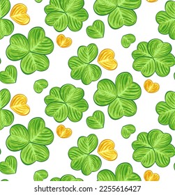 Decorative pattern with clover on a transparent background