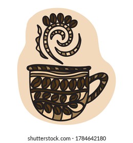 Decorative pattern coffee cup. Vector illustration