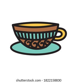 Decorative pattern coffee cup. Vector illustration