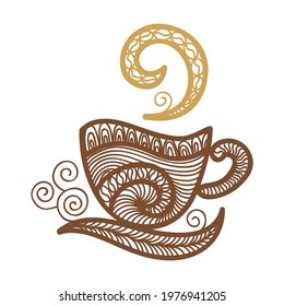 Decorative pattern coffee cup. Vector illustration