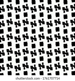 Decorative pattern composed of simple geometric shapes with approximate contours. Graphics in black and white.