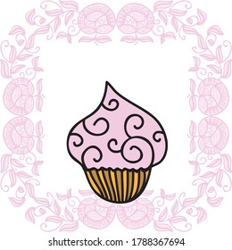 Decorative pattern cupcake. Vector illustration
