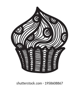 Decorative pattern cupcake. Vector illustration