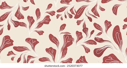 Decorative pattern design of abstract floral. Autumn fashion style. Vector illustration