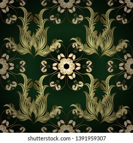 Decorative pattern in ethnic oriental style. Seamless vintage elements for design, application of henna, Mehndi and tattoo. Vector illustration. Patterns on gray and blue colors.