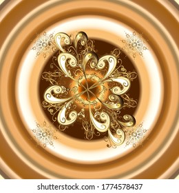 Decorative pattern in ethnic oriental style. Seamless vintage elements for design, application of henna, Mehndi and tattoo. Vector illustration. Patterns on brown and beige colors.