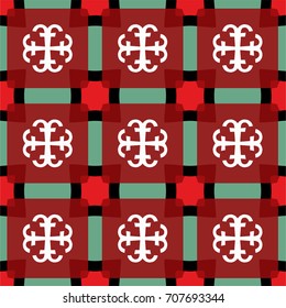Decorative pattern for fabrics with red, green and white elements