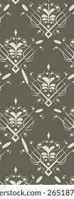 Um padrão decorativo com motivos florais e geométricos em