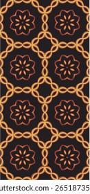 A decorative pattern featuring floral motifs and intertwined lin