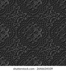 A decorative pattern featuring intricate designs in shades of gray, suitable for backgrounds or textile applications.