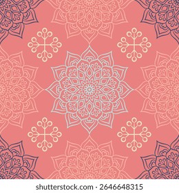 A decorative pattern featuring intricate floral designs in soft colors, suitable for backgrounds or textile prints.