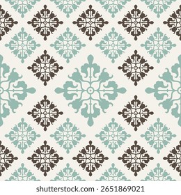 Um padrão decorativo com intrincados desenhos florais em azul-petróleo