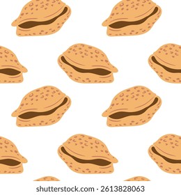 Decorative pattern featuring stylized seashells on a white background