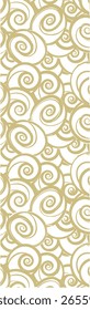 A decorative pattern featuring swirling shapes in a light color palette, suitable for backgrounds or textile designs.