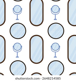 Decorative pattern featuring various mirror shapes on a white background