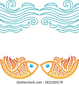 Decorative pattern fishes. Vector illustration