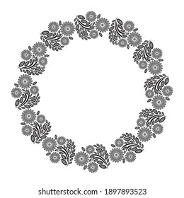 Decorative pattern floral frame. Vector illustration
