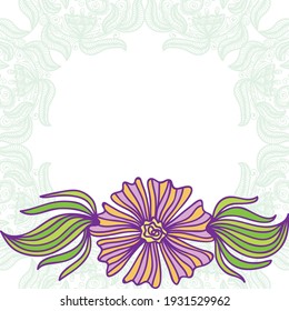 Decorative pattern floral frame. Vector illustration