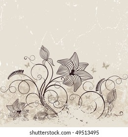 Decorative pattern with a flowers and butterflies