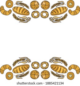 Decorative pattern frame of bread. Vector illustration
