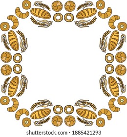 Decorative pattern frame of bread. Vector illustration