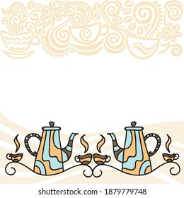Decorative pattern frame of coffee. Vector illustration