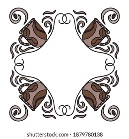 Decorative pattern frame of coffee. Vector illustration