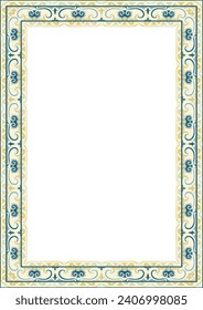 Decorative pattern frame with floral ornaments for cards and invitations